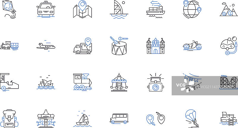 朝圣冒险线性图标合集图片素材