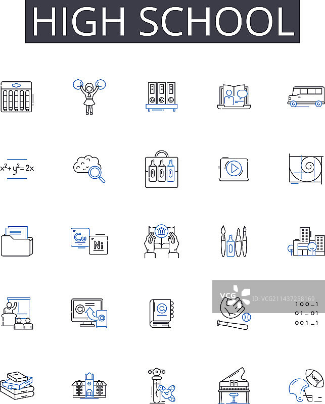 高中线性图标合集图片素材