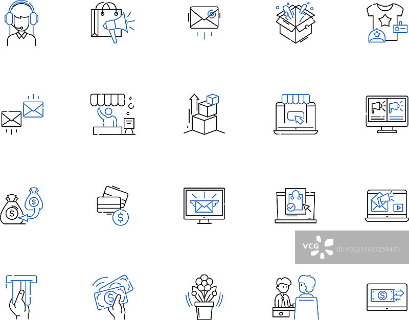 市场广场线性图标合集图片素材