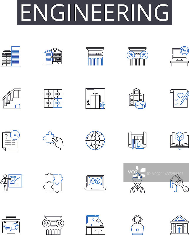 工程线条图标集合设计图片素材
