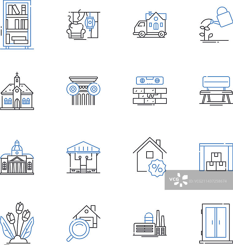 照明设计线性图标合集图片素材