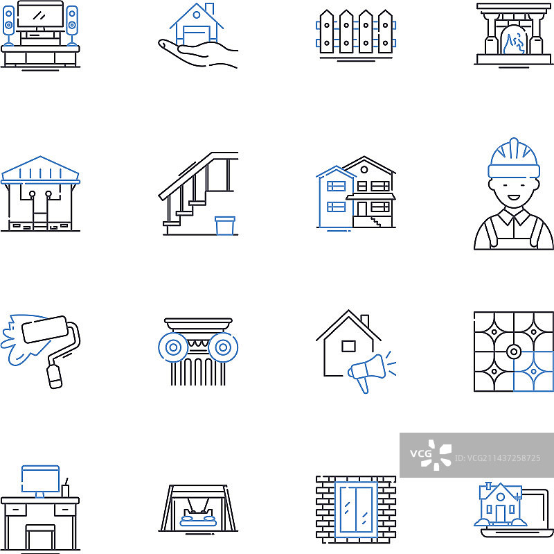 精神中心建筑线性图标合集图片素材