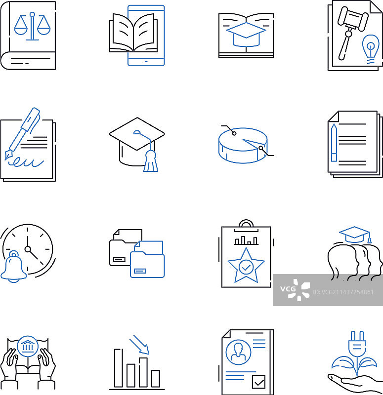 健康政策法规细线图标合集图片素材