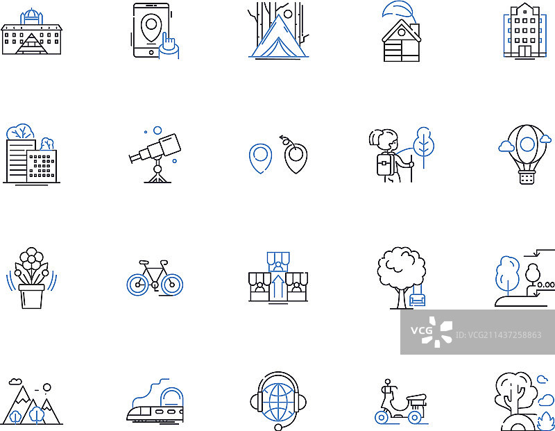 旅行主题商业线性图标合集图片素材