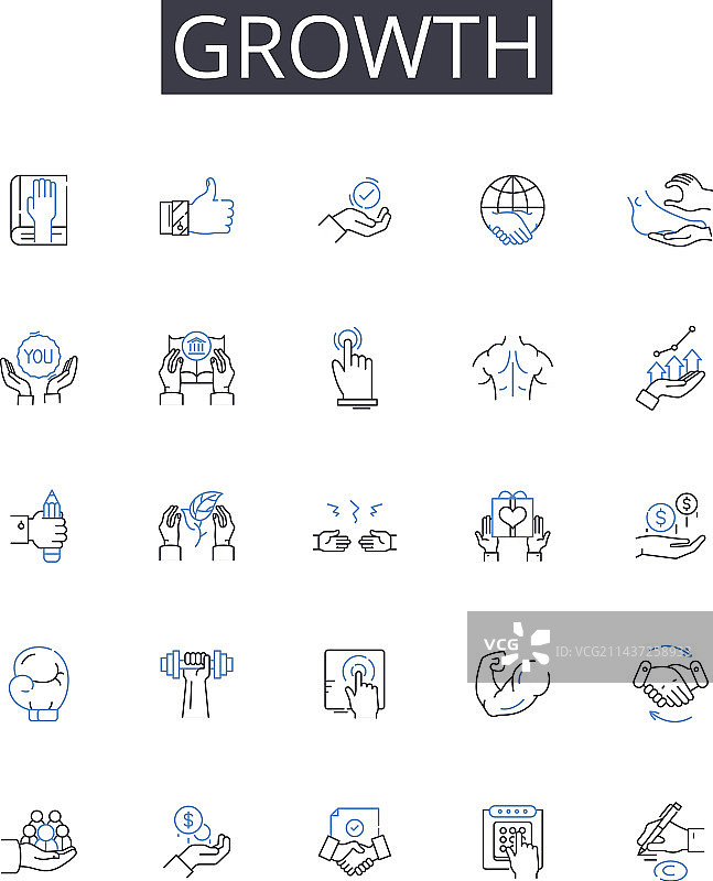 增长线性图标集合扩展图片素材