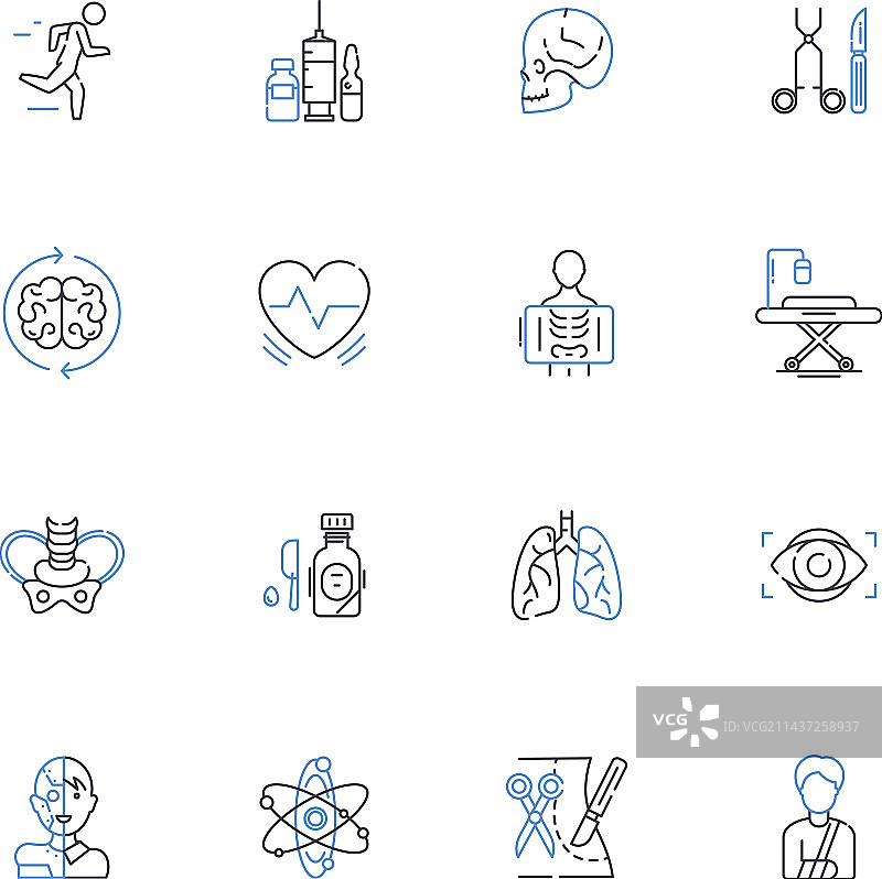 急诊护理线性图标合集：疾病与损伤图片素材