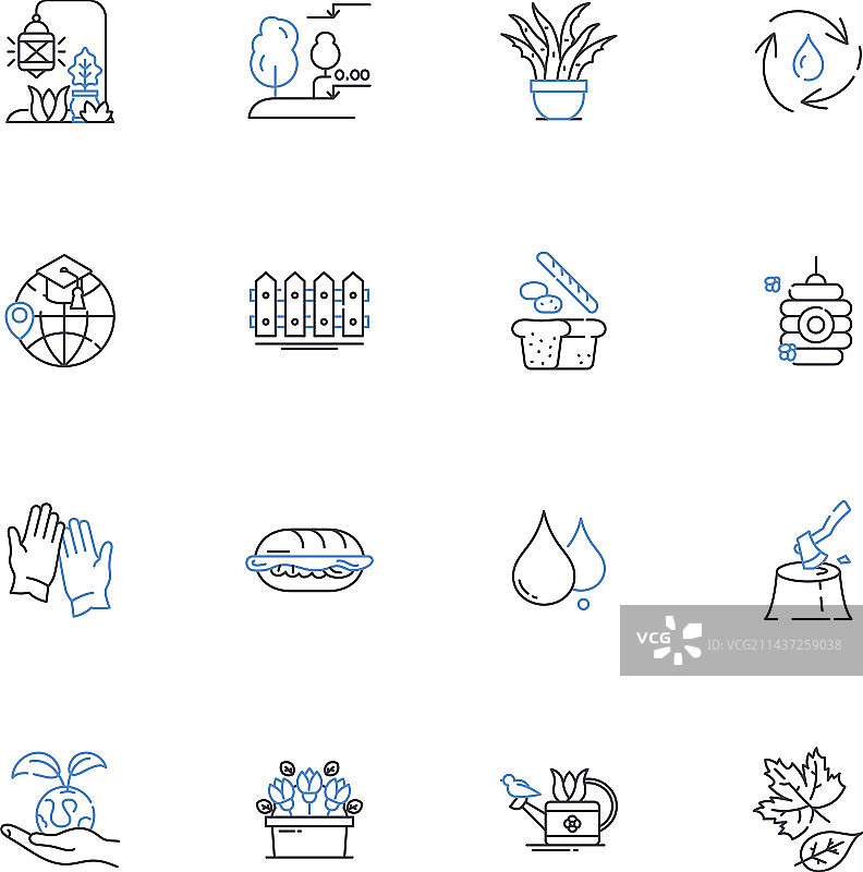 可持续农业线性图标合集图片素材