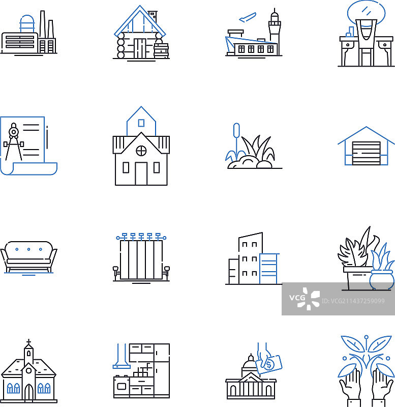 环境清理线性图标合集图片素材