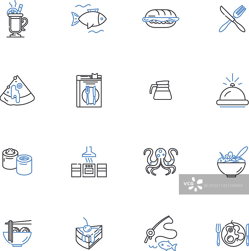 庆祝吐司线性图标合集图片素材