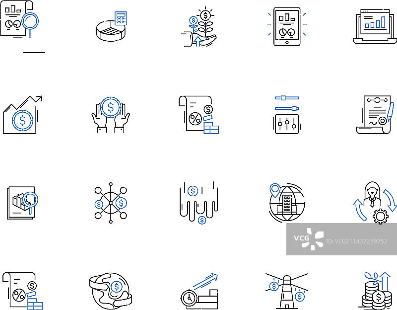 财富政策线性图标合集图片素材