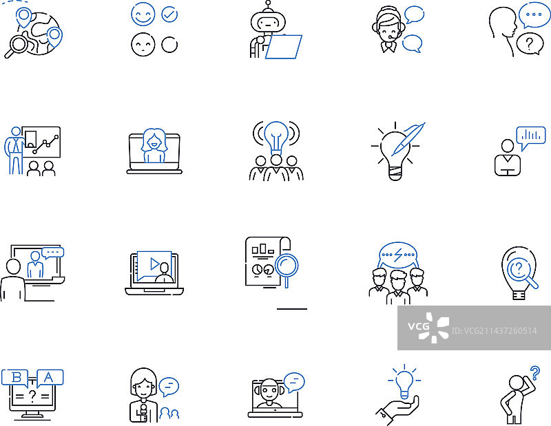 检查和驳斥线条图标集图片素材