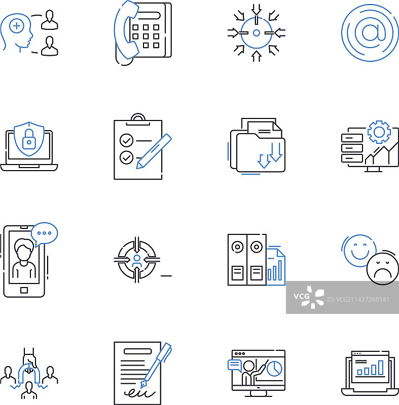 商务学校线条图标合集图片素材