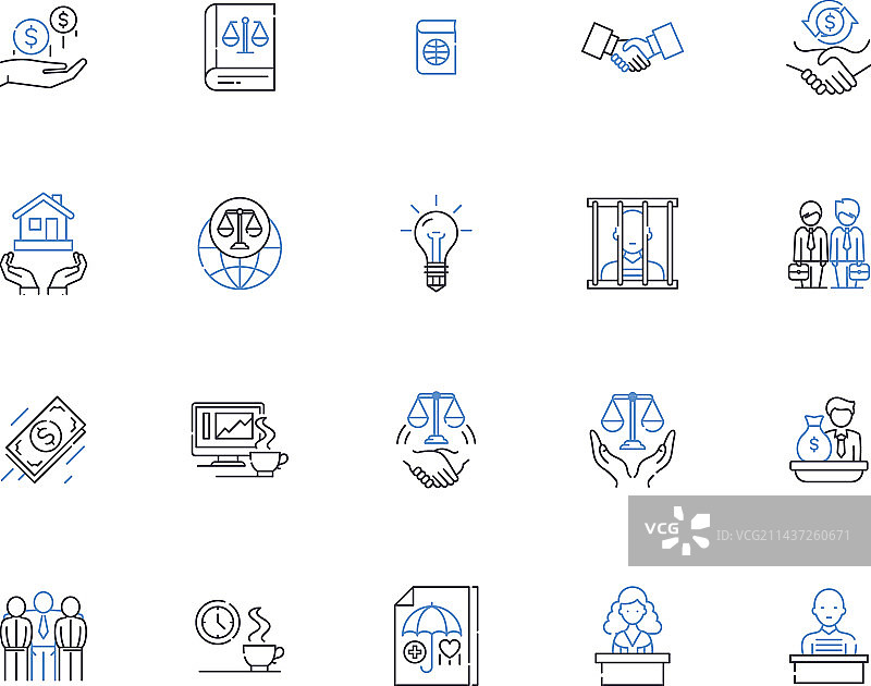 法律权益线性图标合集图片素材
