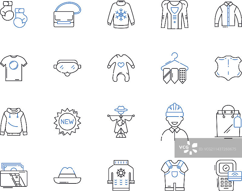 时尚服装店线性图标合集图片素材