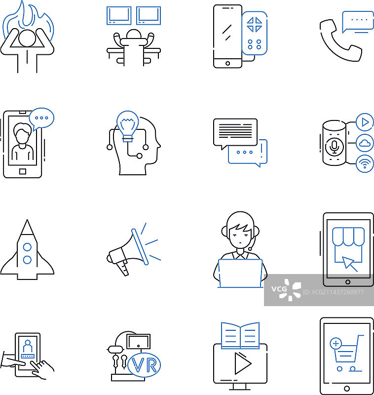 音响系统线性图标合集，放大器图片素材