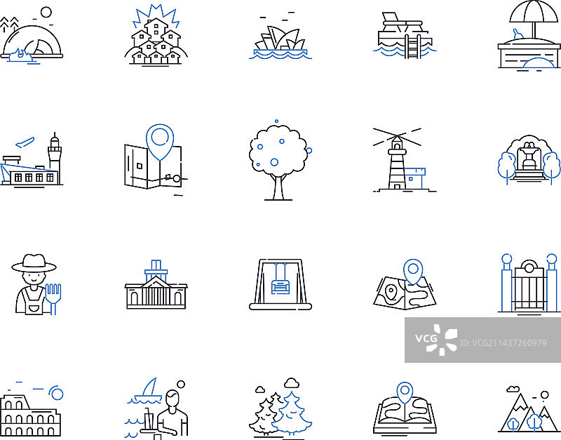 秘密花园圣所线条图标合集图片素材