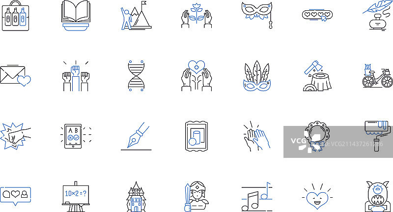 探险休闲线性图标合集图片素材