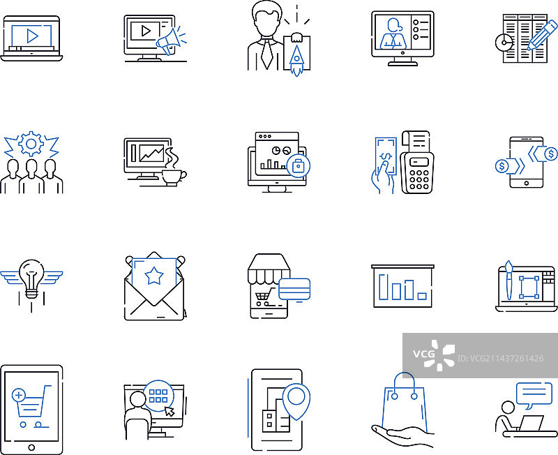 毕业典礼管理线性图标合集图片素材