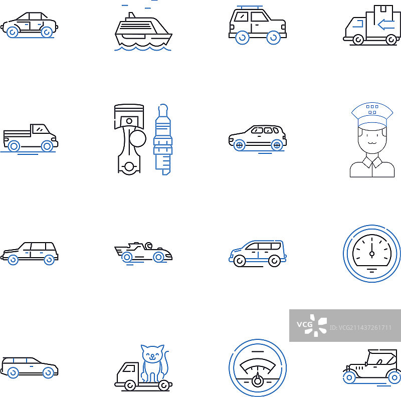 露营车和拖车线条图标合集图片素材