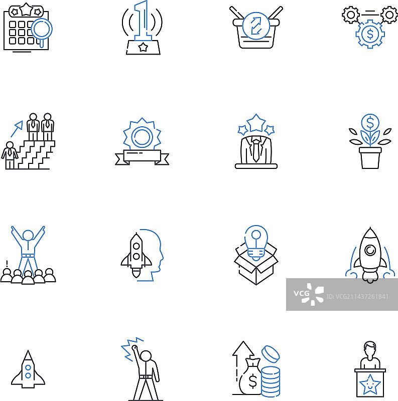 销量激增线条图标合集：蓬勃发展图片素材