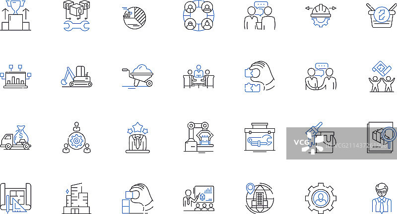 传送带装配线工作线性图标合集图片素材