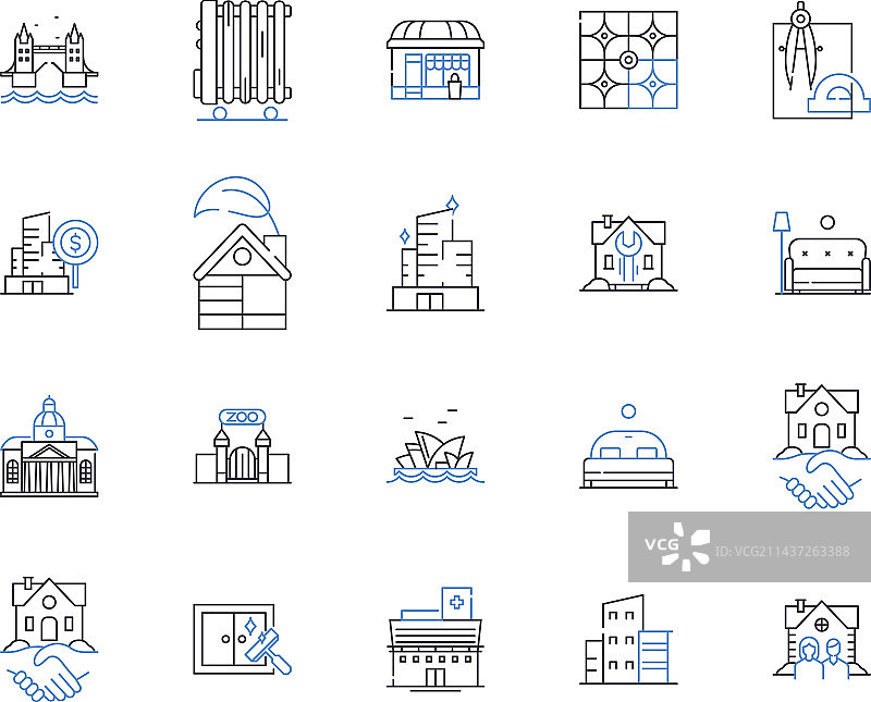 豪宅线性图标合集图片素材