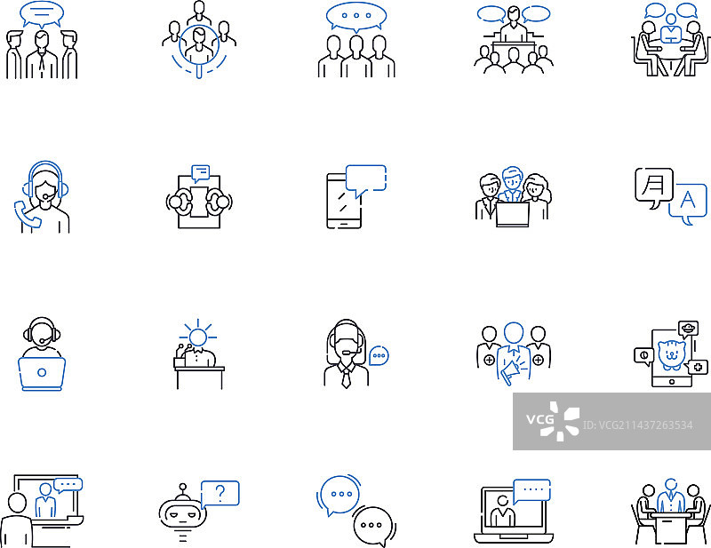 演讲口才线性图标合集图片素材