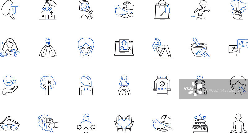 美眼沙龙线性图标合集：眉毛和睫毛图片素材