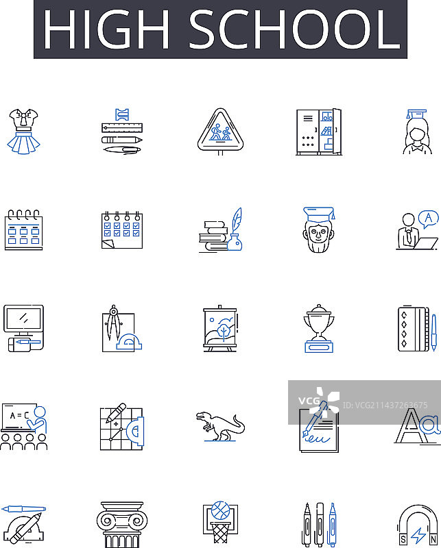 中学线条图标合集图片素材