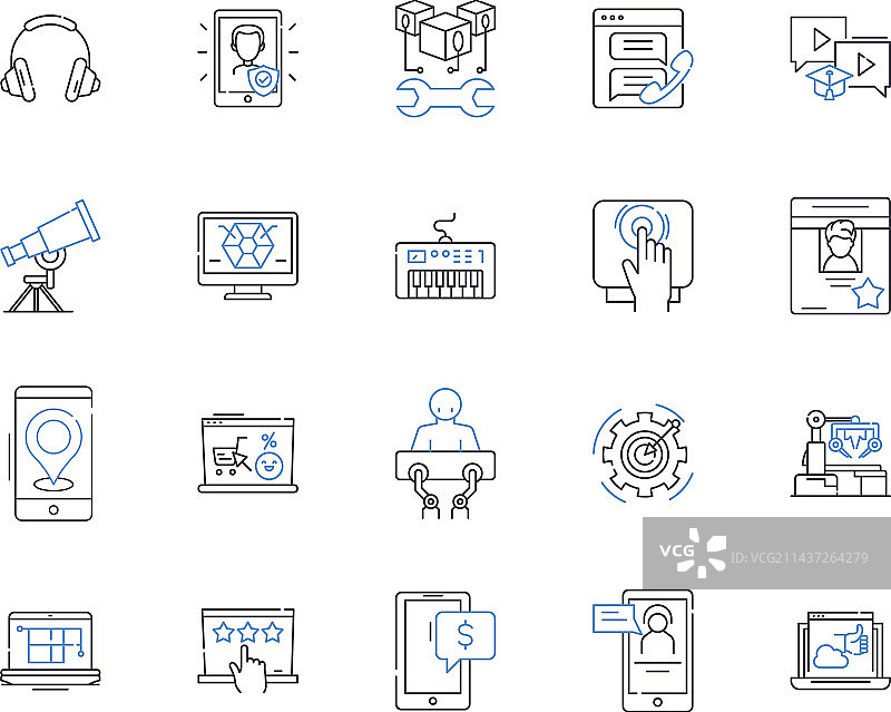 数字解决方案线性图标合集图片素材