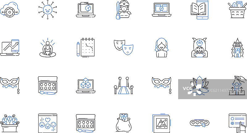 数字艺术线性图标合集图片素材