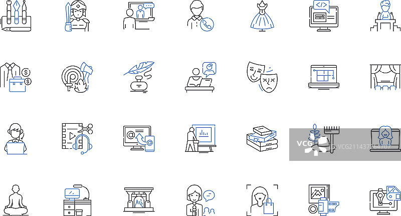 网页设计师创意线性图标合集图片素材