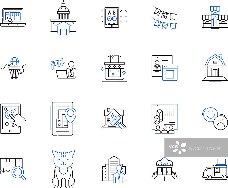 社区公民中心线性图标合集图片素材