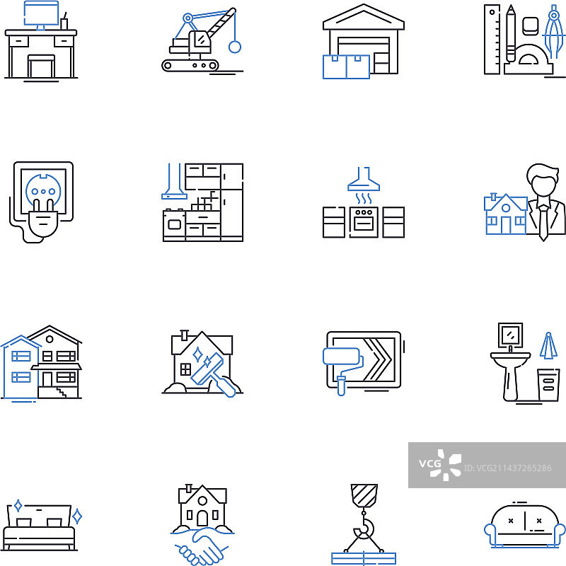 厨房改造线性图标橱柜合集图片素材