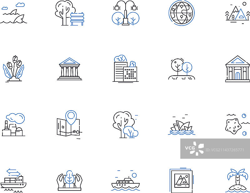 宁静河流风光线性图标图片素材