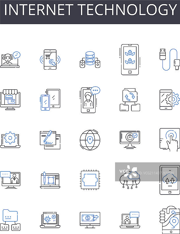 互联网技术线性图标集合图片素材