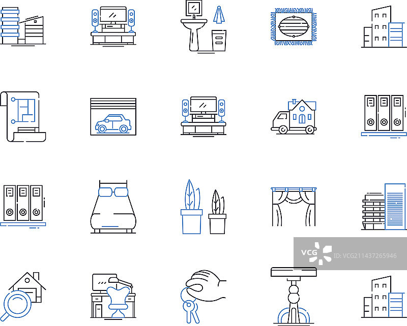 舒适的客房线性图标图片素材