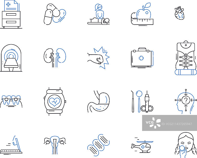 健身训练项目线性图标合集图片素材