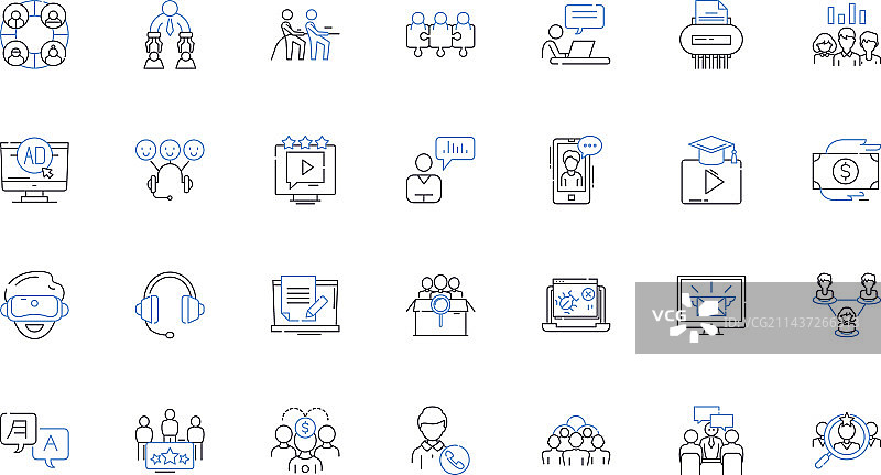 人群排队线性图标合集图片素材