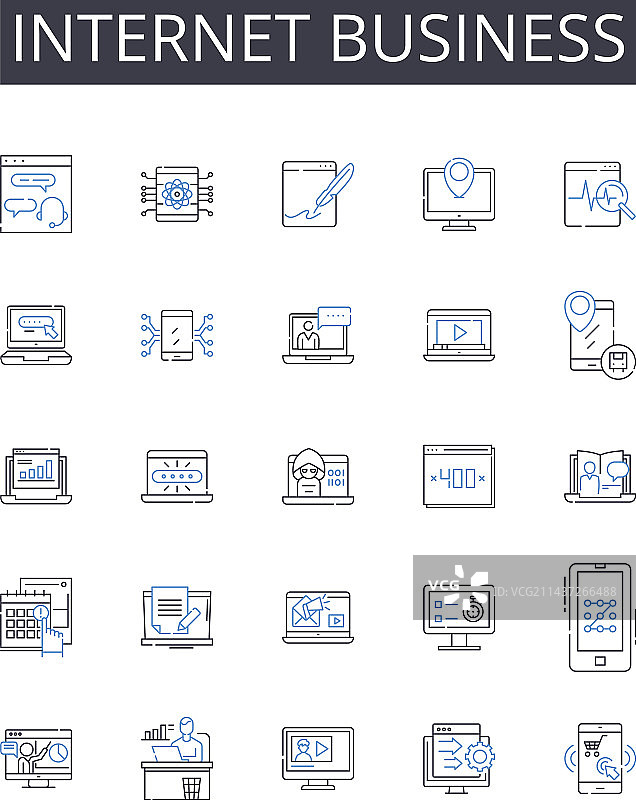 互联网商业线性图标合集图片素材