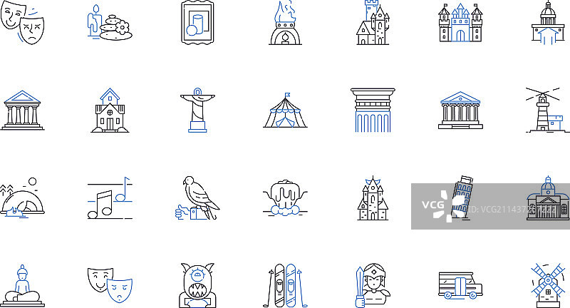 奇闻轶事线性图标集合故事图片素材