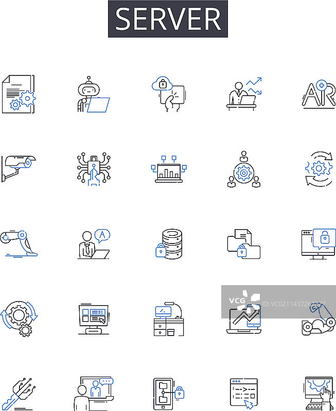 服务器线性图标合集图片素材