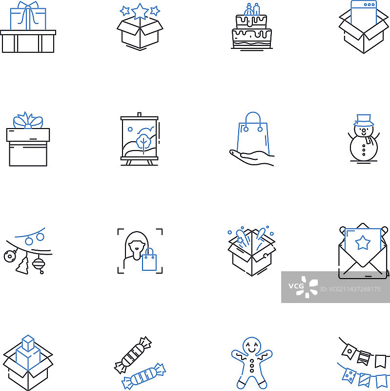 小饰品线性图标集：装饰品与纪念品图片素材