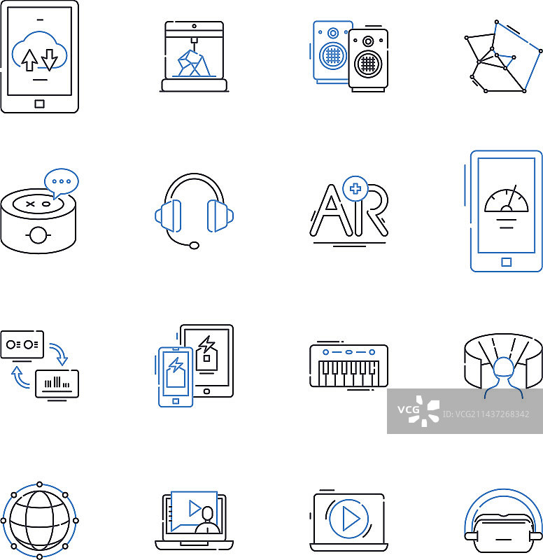 数字商品线性图标集：电子书图片素材