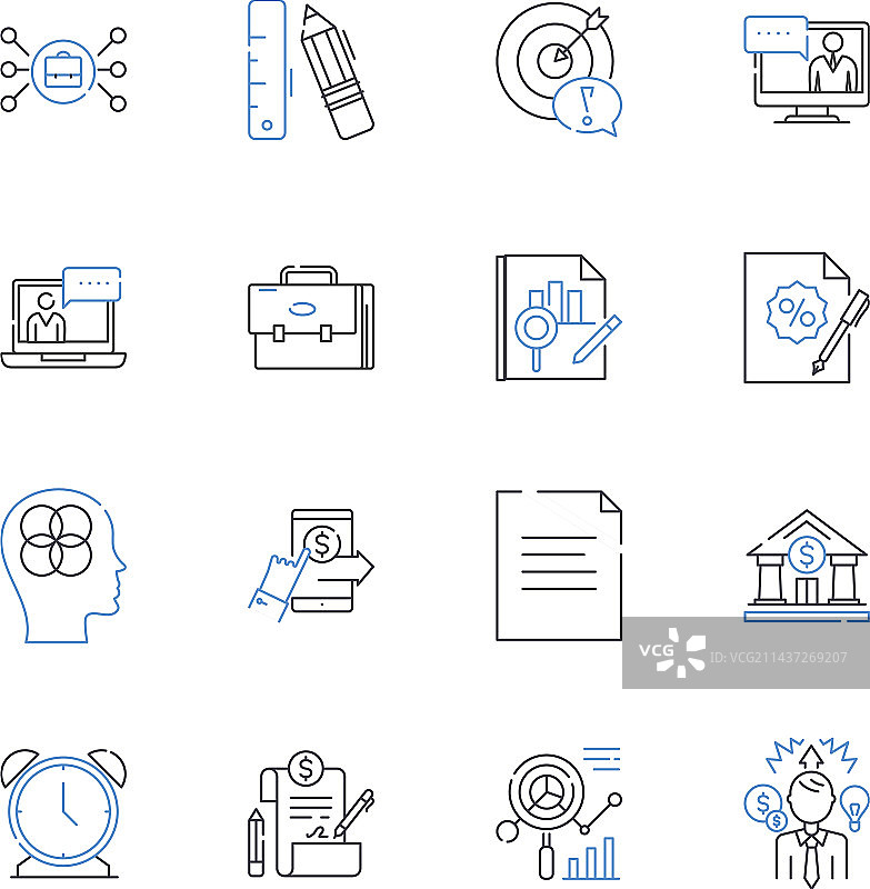 管理评估线性图标合集图片素材