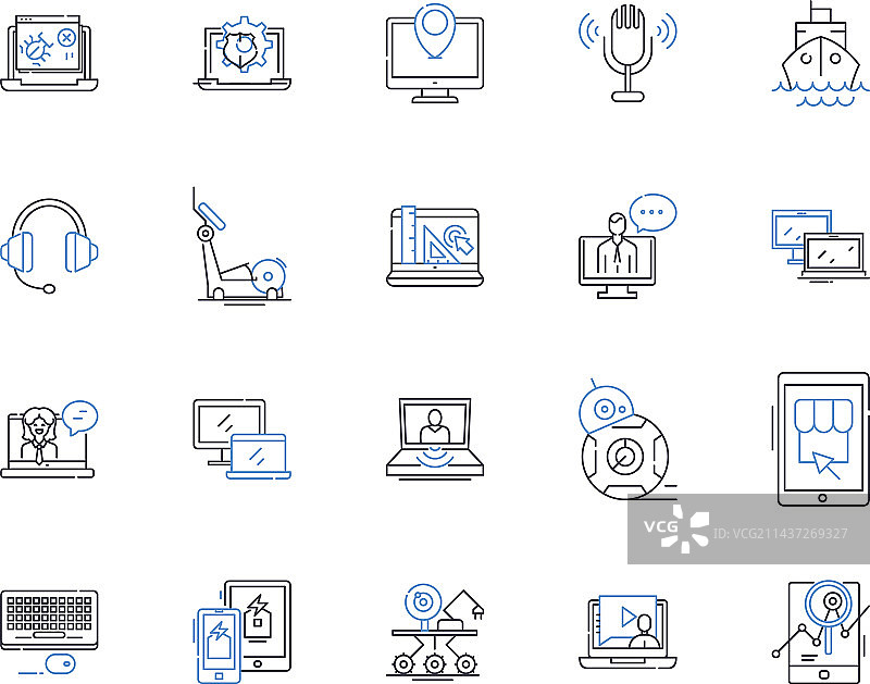 网络行业线性图标合集图片素材
