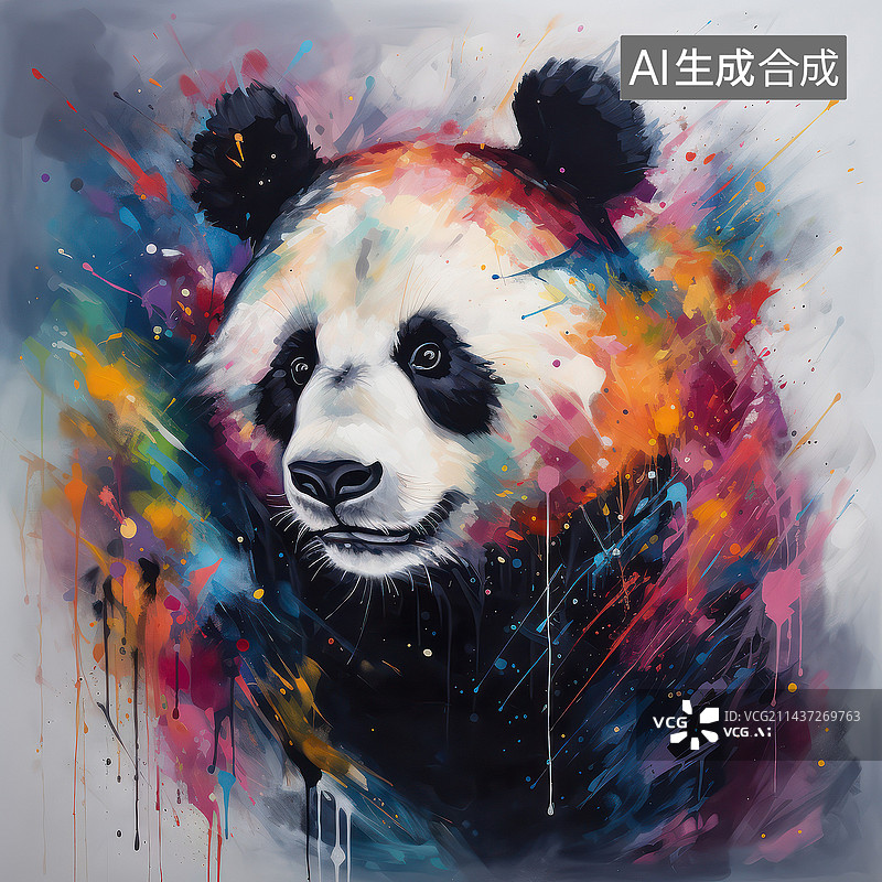 【AI数字艺术】创意油画的动物-熊猫图片素材