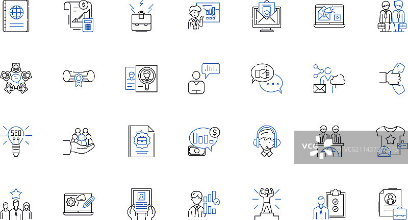 网页开发人员HTML CSS线性图标集合图片素材