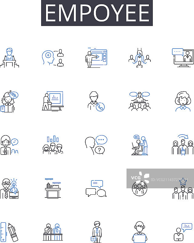 团队成员员工线条图标合集图片素材