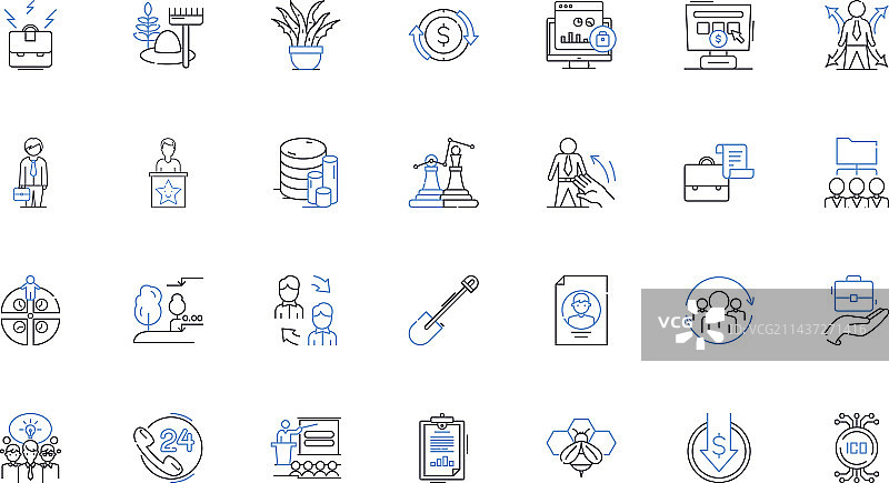 农业领域耕作线性图标合集图片素材